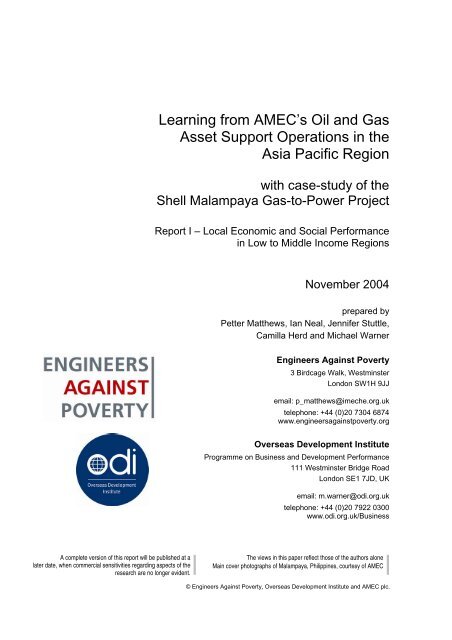 Learning from AMEC's Oil and Gas Asset Support ... - CommDev