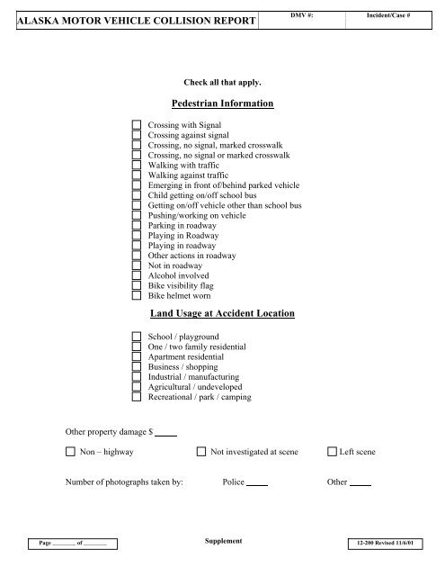 Alaska Crash Report, Revised 9/12/2001 - NHTSA