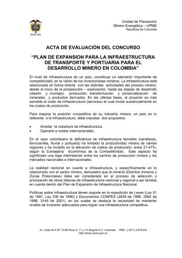 acta de evaluaciÃ³n del concurso - Unidad de PlaneaciÃ³n Minero ...