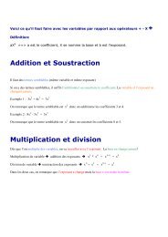 Addition et Soustraction Multiplication et division