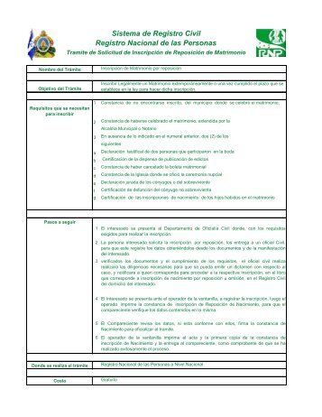 Matrimonio - Registro Nacional de las Personas (RNP)