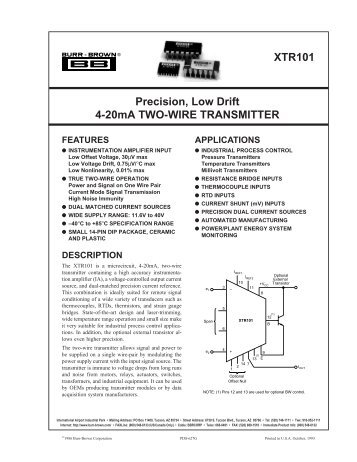 XTR101 Precision, Low Drift 4-20mA TWO-WIRE ... - Soemtron.org