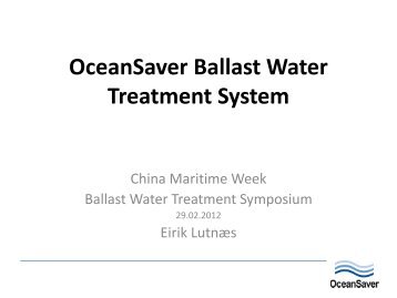 OceanSaver Ballast Water Treatment System