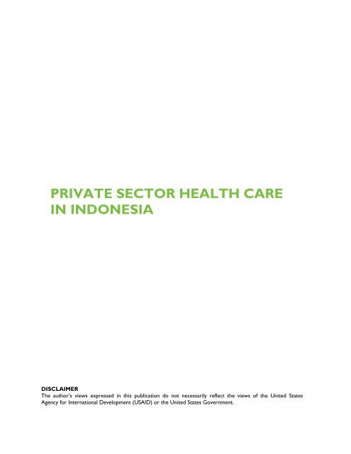 PRIVATE SECTOR HEALTH CARE IN INDONESIA - Health Systems ...