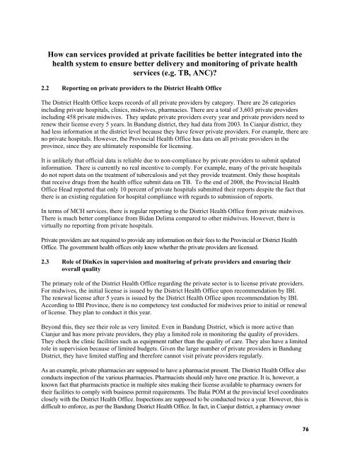 PRIVATE SECTOR HEALTH CARE IN INDONESIA - Health Systems ...