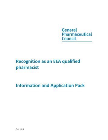 Recognition as an EEA qualified pharmacist Information and ...