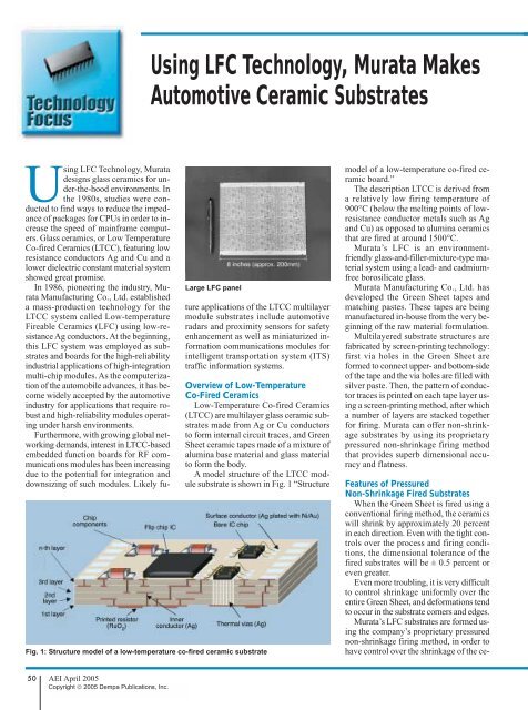 Using LFC Technology, Murata Makes Automotive Ceramic Substrates