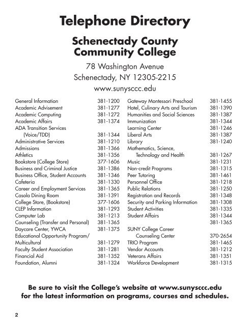 2011-2012 CaTalog - Schenectady County Community College
