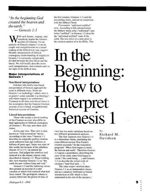 How to Interpret Genesis 1
