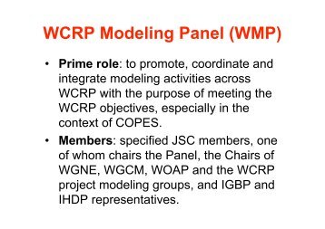 WCRP Modeling Panel (WMP)