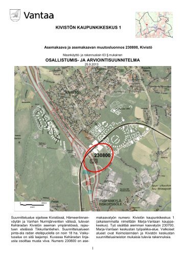 kivistön kaupunkikeskus 1 osallistumis- ja ... - Vantaan kaupunki