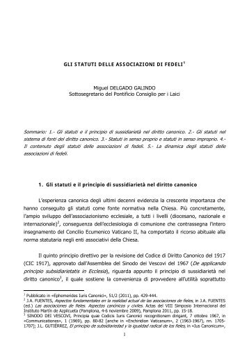 Gli statuti delle associazioni di fedeli
