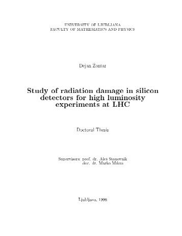 Study of radiation damage in silicon detectors for high ... - F9