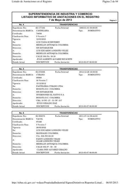 Ver/Imprimir Listado Informativo de Anotaciones en el Registro