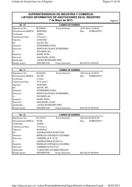 Ver/Imprimir Listado Informativo de Anotaciones en el Registro