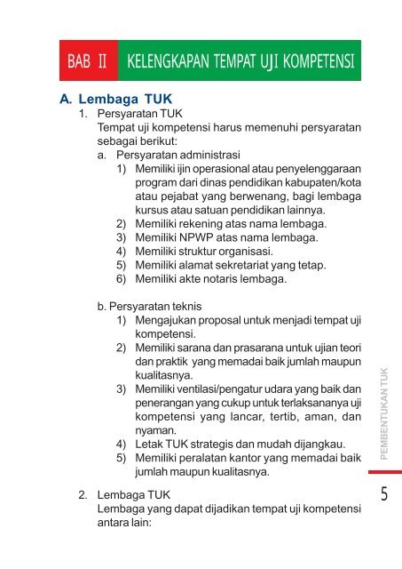 Pedoman Pembentukan Tempat Uji Kompetensi (TUK)