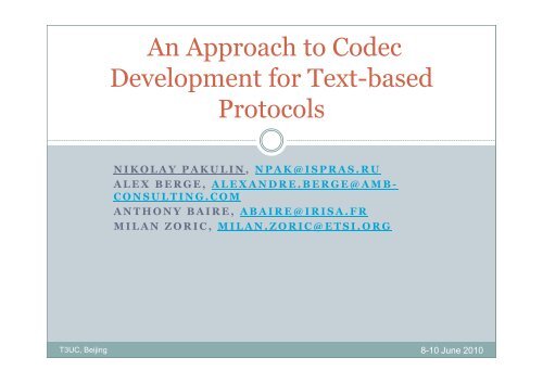 An Approach to Codec Development for Text-based ... - TTCN-3