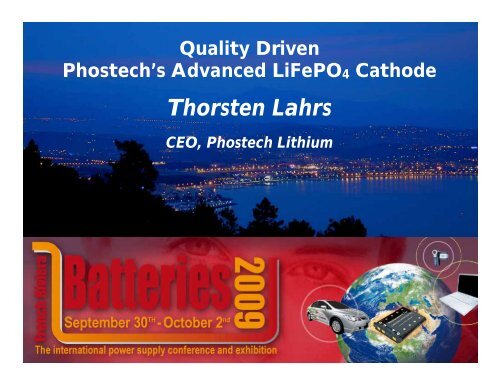 Thorsten Lahrs - Phostech Lithium inc.