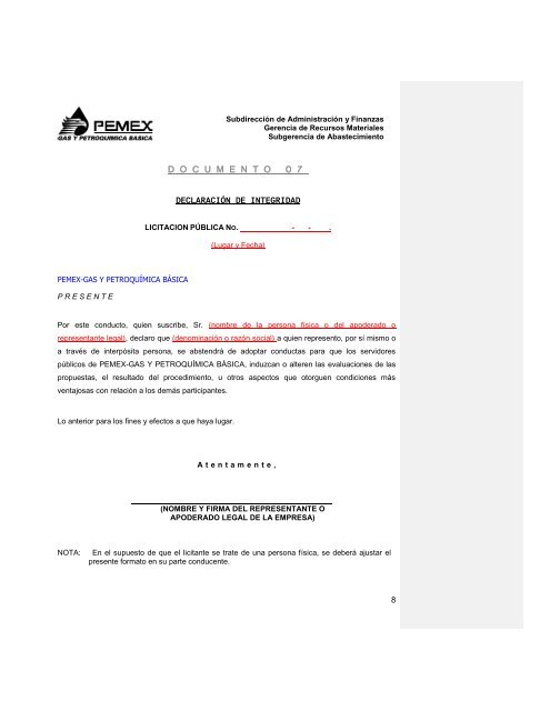 CONVOCATORIA A LA LICITACIÓN PÚBLICA NACIONAL ...