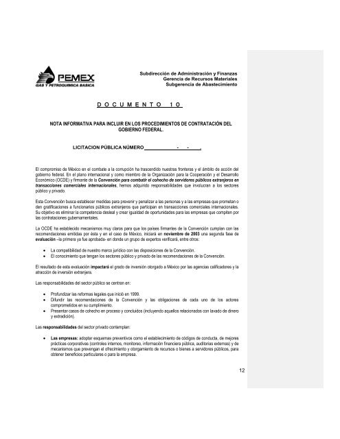 CONVOCATORIA A LA LICITACIÓN PÚBLICA NACIONAL ...