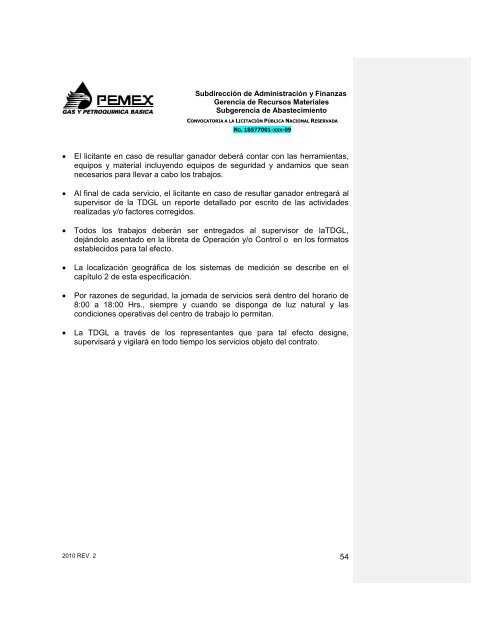 CONVOCATORIA A LA LICITACIÓN PÚBLICA NACIONAL ...