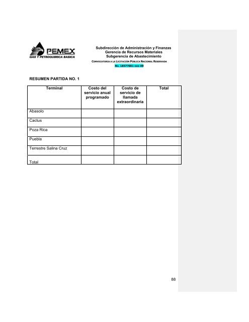 CONVOCATORIA A LA LICITACIÓN PÚBLICA NACIONAL ...