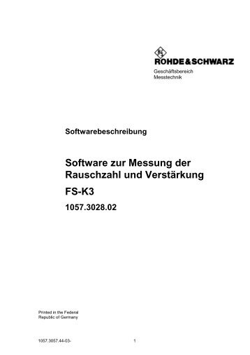 Softwarebeschreibung FS-K3 - Rohde & Schwarz