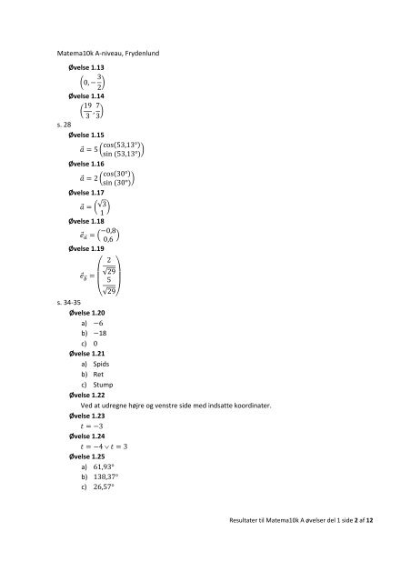 Facit til Ã¸velserne i del 1 - matema10k
