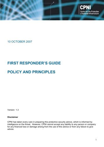 First responder's guide: Policy and principles - CPNI