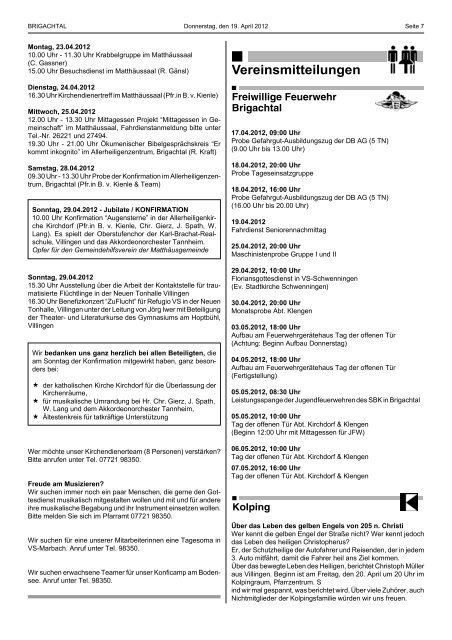 Mitteilungsblatt Brigachtal 2012 16.pdf - Gemeinde Brigachtal