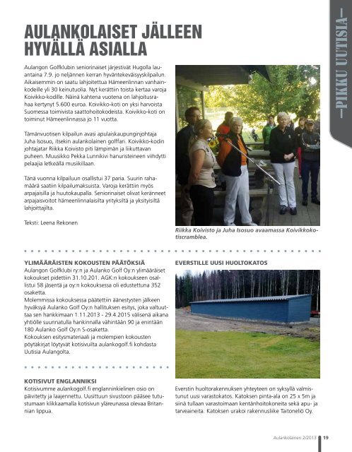 Aulankolainen 2/2013 - Golfpiste.com