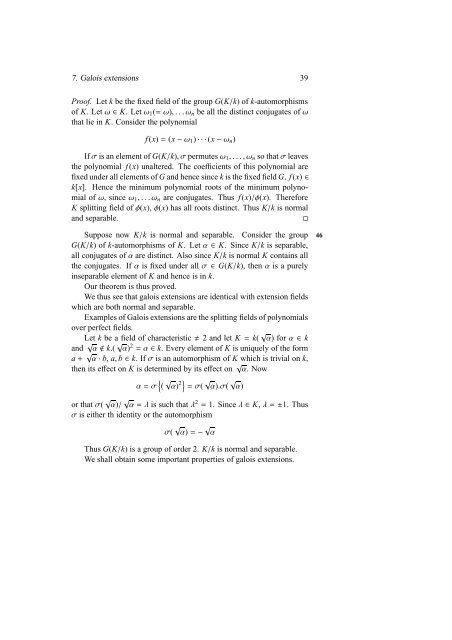 Lectures on the Algebraic Theory of Fields - Tata Institute of ...
