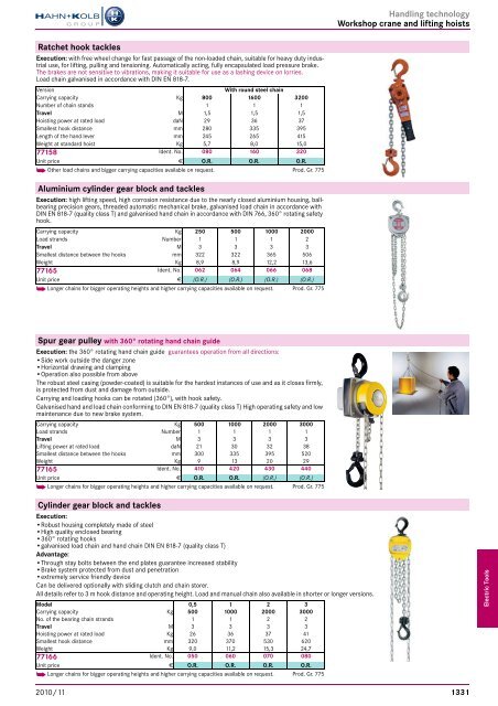 Electro-tools and machines Chapter overview ... - EN / Hahn+Kolb