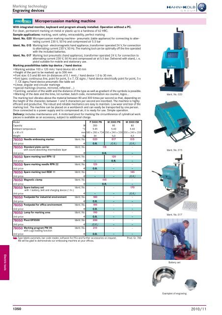 Electro-tools and machines Chapter overview ... - EN / Hahn+Kolb