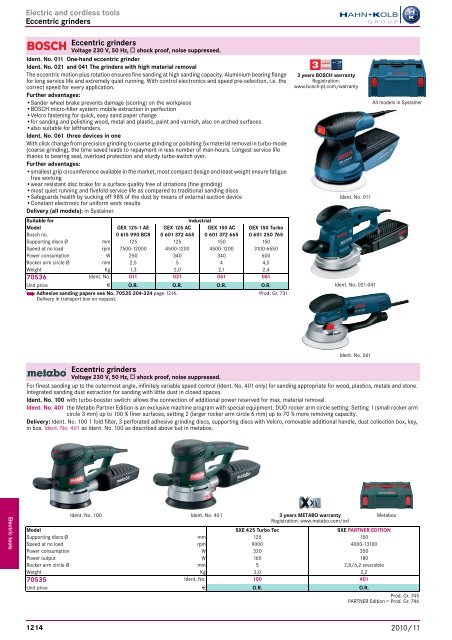 Electro-tools and machines Chapter overview ... - EN / Hahn+Kolb