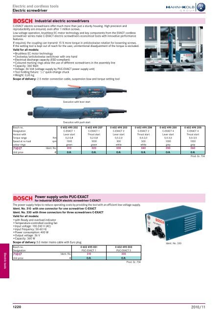 Electro-tools and machines Chapter overview ... - EN / Hahn+Kolb