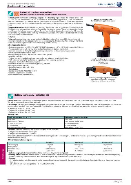 Electro-tools and machines Chapter overview ... - EN / Hahn+Kolb