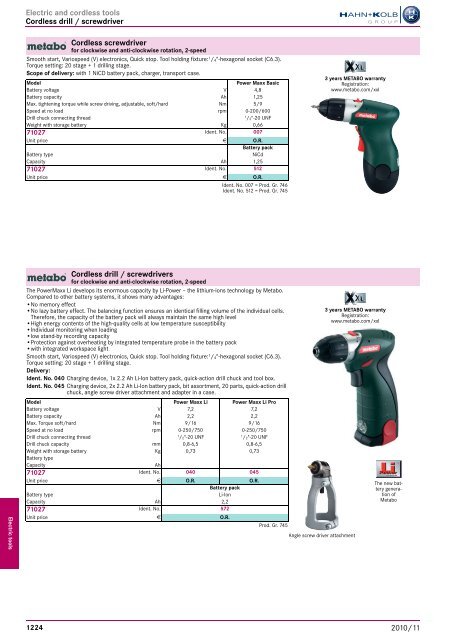 Electro-tools and machines Chapter overview ... - EN / Hahn+Kolb