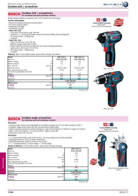 Electro-tools and machines Chapter overview ... - EN / Hahn+Kolb