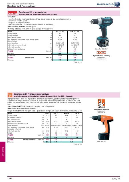 Electro-tools and machines Chapter overview ... - EN / Hahn+Kolb