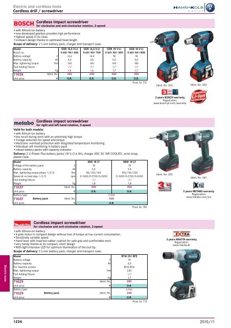 Electro-tools and machines Chapter overview ... - EN / Hahn+Kolb