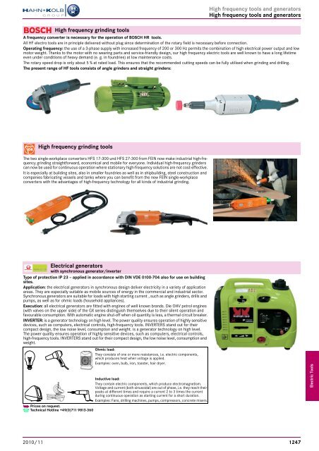 Electro-tools and machines Chapter overview ... - EN / Hahn+Kolb