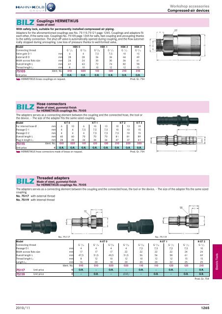 Electro-tools and machines Chapter overview ... - EN / Hahn+Kolb