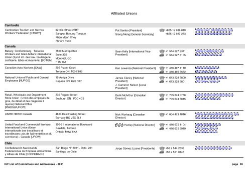 IUF List of Committees and Addressses