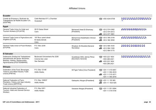 IUF List of Committees and Addressses