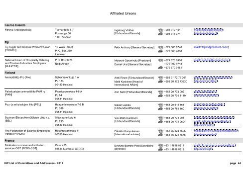 IUF List of Committees and Addressses