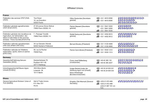 IUF List of Committees and Addressses