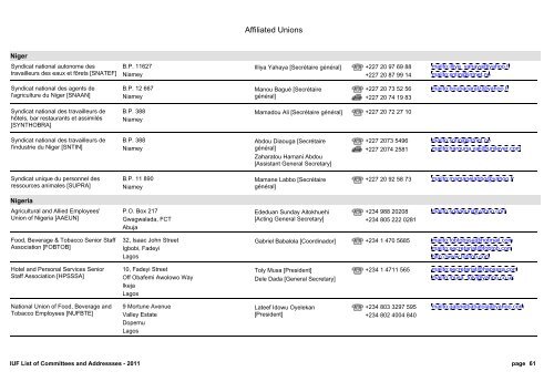 IUF List of Committees and Addressses