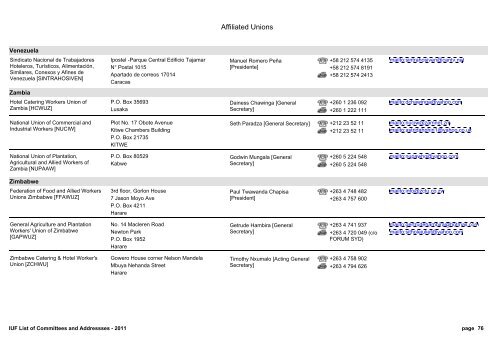 IUF List of Committees and Addressses