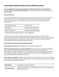 School-wide Implementation Review (SIR) Information: